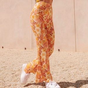 GHANDA CLOTHING RETRO FLORAL FLARE PANTS